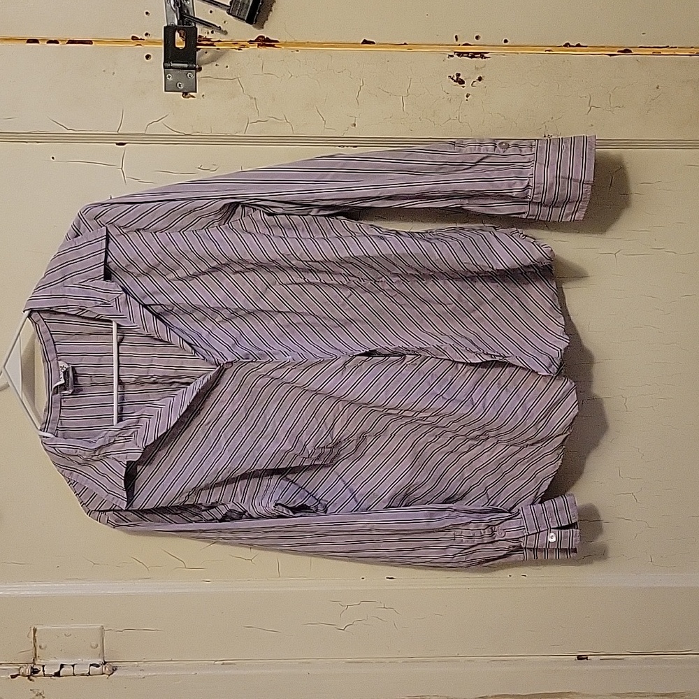 Purple,black and white stripped dress shirt